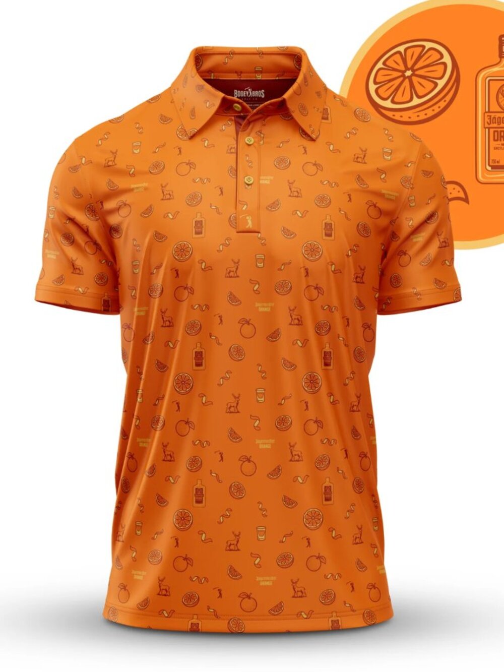 NWT Jagermeister x Bogey Bros Main Squeeze Men's Golf Polo + FREE shot glasses